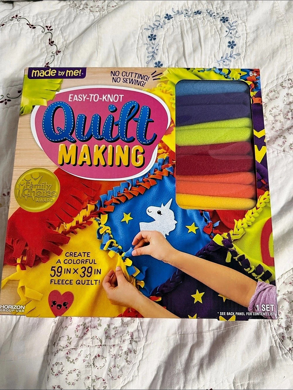 Horizon Group USA Easy-to-Knot Quilt Making Fleece Quilt Making Kit Multicolor